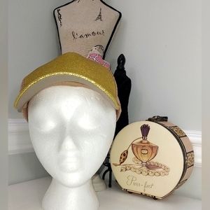 Gold Sparkley Baseball Cap with Ponytail Opening on Top NWOT